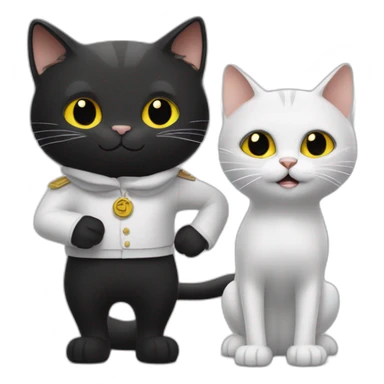 Un chat blanc et un chat noir se tenant la patte sticker