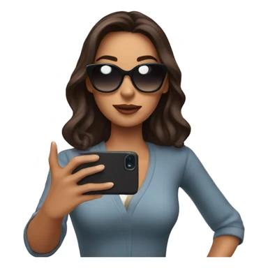 Brunette influencer woman taking selfie sticker