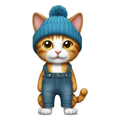hackney cat with trousers and beanie sticker