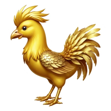 Golden chocobo from Final Fantasy, majestic bird with shimmering gold feathers sticker