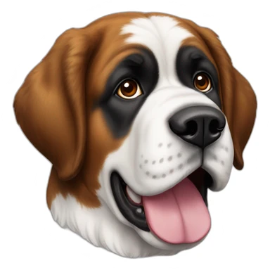 Saint Bernard dog with a dark head and a white stripe on the nose sticker