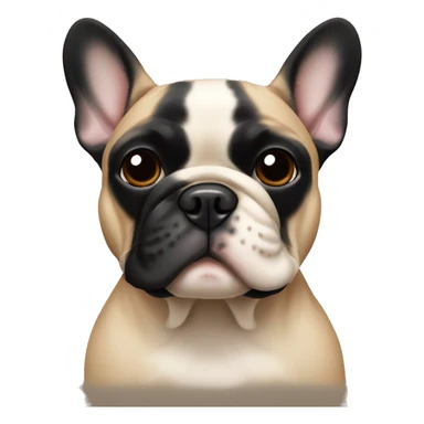 Tan French bulldog with very black face sticker