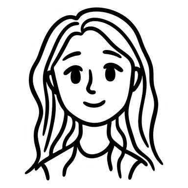 A cute girl with long hair, simple icon style sticker