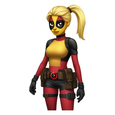 lady deadpool with a high yellow pony tail sticker
