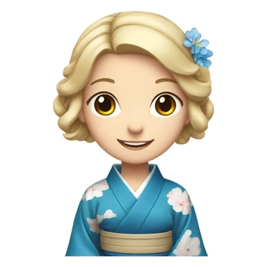 smiling girl in japanese attire with blue eyes sticker