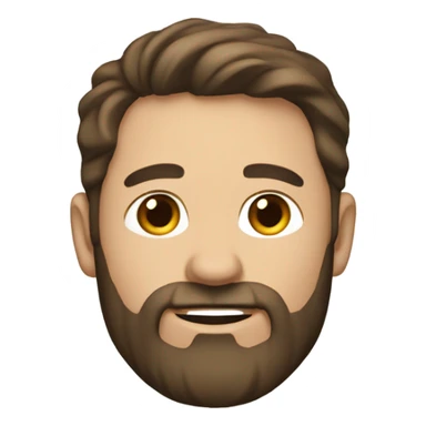 40 year old man with short brown hair and trimmed brown bear sticker