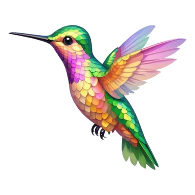 mostly peach pink plus yellow-green humming bird sticker