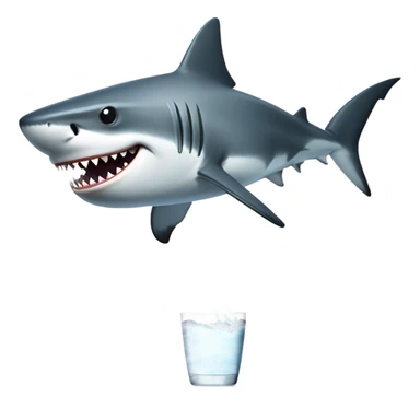 Shark taking a poop while drinking water sticker