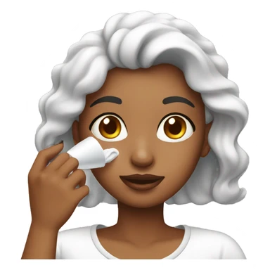  girl applying cream on face sticker