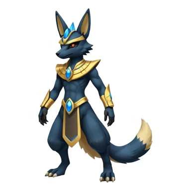 Black Dark Furry Fluffy Modern Futuristic Lucario-Anubis-fusion full body sticker