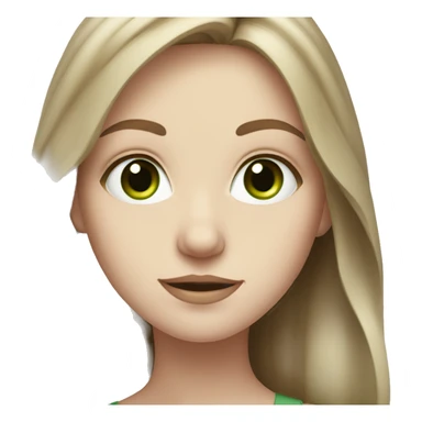 Pale white girl wit long brown hair and green eyes sticker