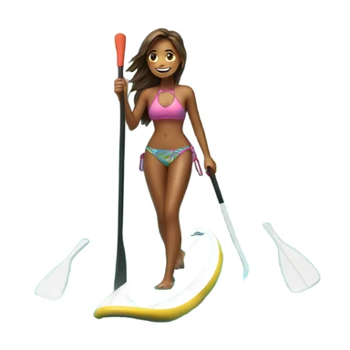 Girl paddle boarding in bora bora sticker