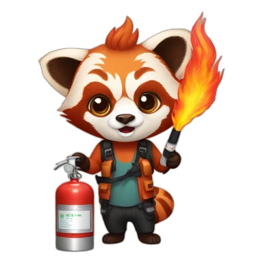 Red panda using fire extinguisher  sticker