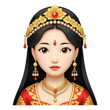Chinese bride getup, heavy jewelary, traditional. sticker