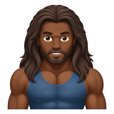 A biblical illustration of Samson, a muscular man with long flowing hair symbolizing his strength. He is depicted about to get a hair cut sticker