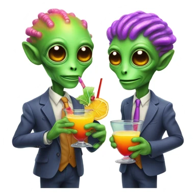 Gay aliens hold cocktails sticker