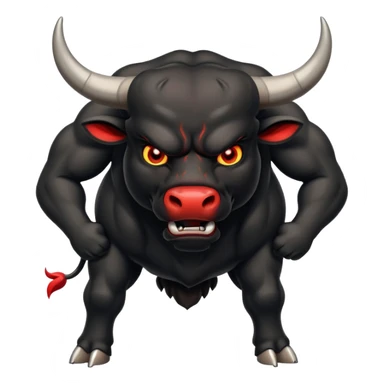 angry black bull pawing the ground with glowing red eyes sticker