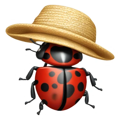 Ladybug with fancy beach hat sticker