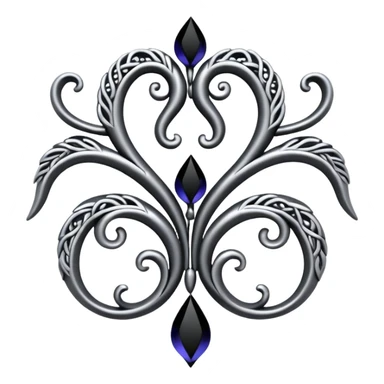 Black and silver filigree vine design, 3D, extremely detailed design sticker