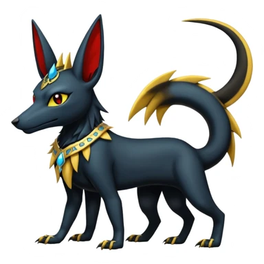 Edgy punky-emo-gothic-Anubis-Umbreon-Salandit-Luxray-Fakémon-fusion-animal-creature, full body  sticker