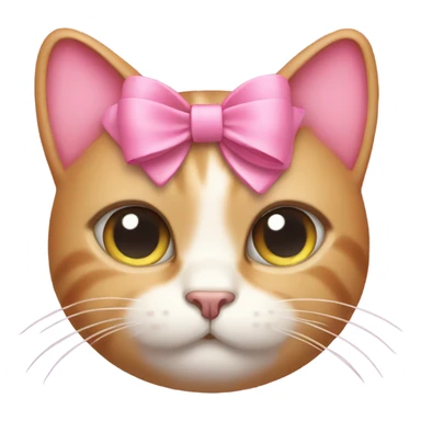 Pink cat with a bow in hair sticker