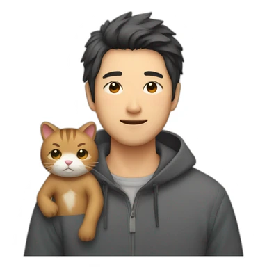 A Japanese Man with a bear mix with a cat sticker