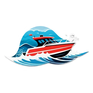 recreational boat in waves sticker