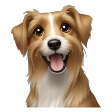 jack Russell cross apoloso cross Yorkshire terrier - long hair light brown all over - showing teeth sticker