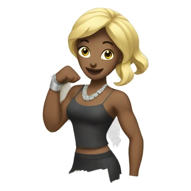white woman flexing money sticker
