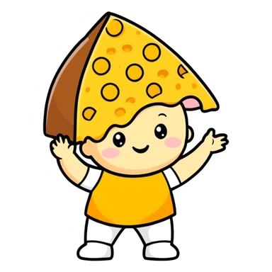 Toddler with cheese on their head  sticker