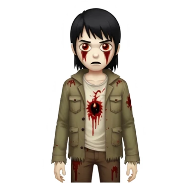 Menino de cabelo liso grande com franja preto, zumbi sticker