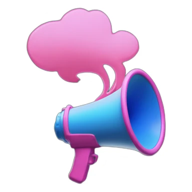 a pink-flamed blue megaphone sticker