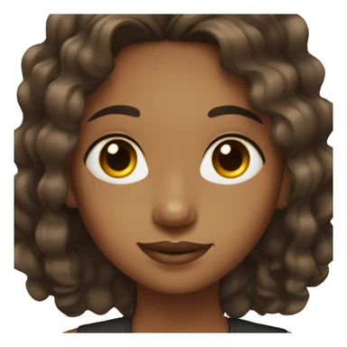 brown girl with black wavy hair and brown eyes sticker