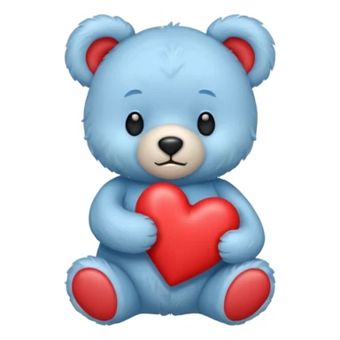 blue pastel teddy bear hold red heart sticker