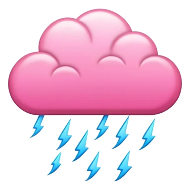 clouds rain thunder in pink sticker