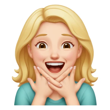 Woman choking herself with hands while laughing sticker