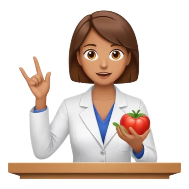 nutricionista castaña hablando a audiencia sticker