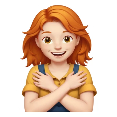 ginger girl crossing her mars around her neck and laughing sticker