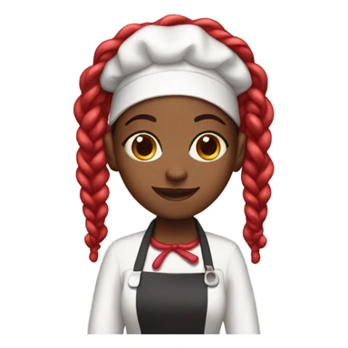Black girl with long black and red braids dressed up as a baker  sticker