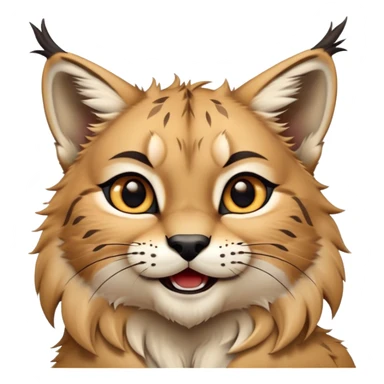 Cinematic-realistic cute-Lynx-Portrait-Emoji – Head tilted dramatically with an exaggeratedly amused expression, featuring a thick, tufted golden-brown coat with striking black ear tufts, wide, expressive amber eyes filled with playful disbelief. sticker
