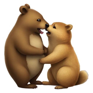Quokka making a kiss with a bear sticker