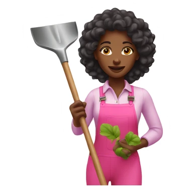 Pretty black woman gardening with pink shovel sticker
