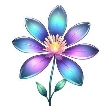 Dark Pastel iridescent transparent bio-luminescent flower with thin glossy glass petals sticker