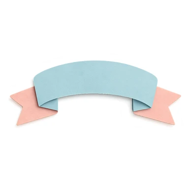 soft pastel cute ribbon banner sticker with soft texture, with a pastel blue background sticker