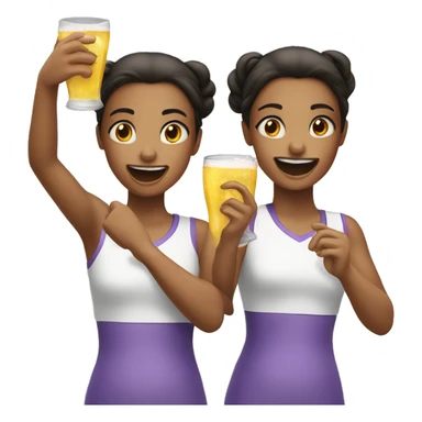 Two girls cheering drink sticker
