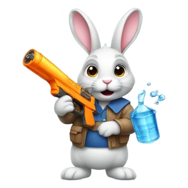 a rabbit holding a water gun sticker