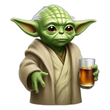 Yoda avec un whisky sticker