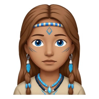 can you make a native American emoji with light brown hair and blue  eyes sticker