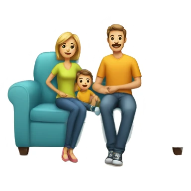 mom and dad and kid on couch sticker
