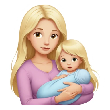 Blonde long hair mom with newborn baby girl sticker